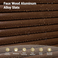 Aluminum Faux Wood 1 Inches Slats Mini Blinds