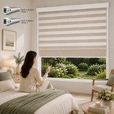 Battery Motorized Dual Roller Shades, Two Shades in One Window, Zebra Sheer Shades with Blackout Roller Shade, Day & Night Smart Window Blinds