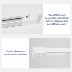 Motorized Curtain with Track Sets Custom Size Up to 200inches (16ft) Hardwired Smart & Motorized Options