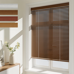 Aluminum Faux Wood 1 Inches Slats Mini Blinds