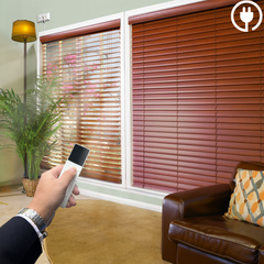 Wood Blinds 2 Inch Real Wood Slats Hardwired Motorized