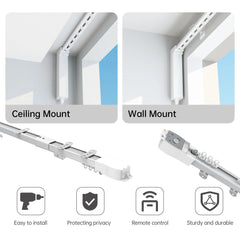 Motorized Curtain with Track Sets Custom Size Up to 200inches (16ft) Hardwired Smart & Motorized Options