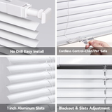 No Drill Cordless Aluminum Mini Blinds 1 Inch Slats