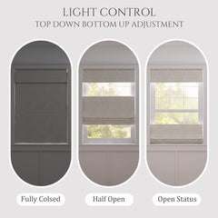 NO Drill Cordless Top Down Bottom Up Roman Shades
