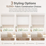 Hardwired Motorized Dual Roller Shades, Dual Motor Two Shades in One Window, Zebra Sheer Shades with Blackout Roller Shade, Day & Night Smart Window Blinds