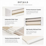 Dual Roller Shades, Two Shades in One Window, Corded Zebra Sheer Shades with Blackout Roller Shade, Day and Night Layered Window Blinds