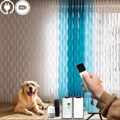 Motorized S-Curve Wave Vertical Blinds S-Shaped Slats Hardwired/Battery Motor