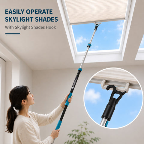 Skylight Shades Hook, 3/4" Threaded Extension Pole Attachment for Cordless Shades, Blinds & Skylight Window Shades (Hook Only)