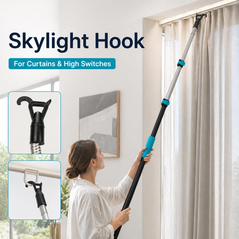 High Ceiling Duster Kit with Heavy Duty Extension Pole, Reaches Up to 30FT Options, Includes Microfiber Feather Duster, Cobweb and Ceiling Fan Duster, Window Squeegee Cleaner & Skylight Hook