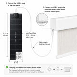 Solar Rechargeable Battery Roller Shades with Solar Panel, Remote Control, App, Alexa, Google Home & SmartThings, Smart Motorized Window Blinds