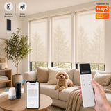 Solar Rechargeable Battery Roller Shades with Solar Panel, Remote Control, App, Alexa, Google Home & SmartThings, Smart Motorized Window Blinds
