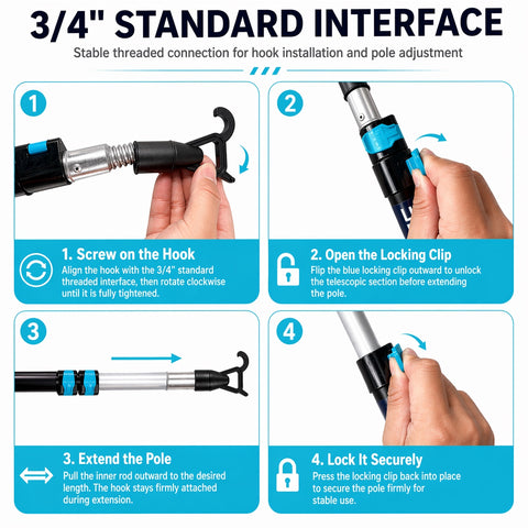 Telescopic Rod Skylight Shads Push Pull Adjustable Rod for Skylight Cordless Window Blinds and Shades,Easy to Pull The Shades Down and Up 39 to 94inch.