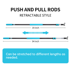 Telescopic Rod Skylight Shads Push Pull Adjustable Rod for Skylight Cordless Window Blinds and Shades,Easy to Pull The Shades Down and Up 39 to 94inch.