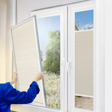 French Door Patio Window Add on Cellular Shades Top Down Bottom Up No Drill Adhesive Blinds Model Q16B for Minimum 20mm Frame Depth