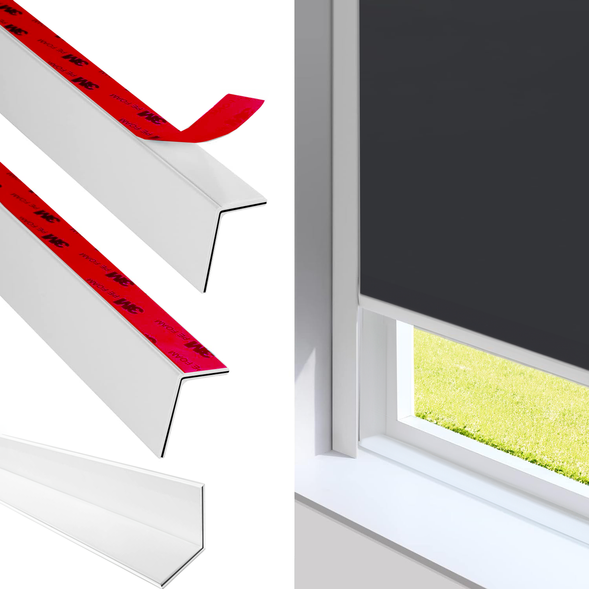 Light Blocking Strips for Window Frame L Shape 60inch, 78inch, 118 inch size 2PCS