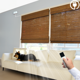 Bamboo Roman Shades Hardwired Motorized Smart Control
